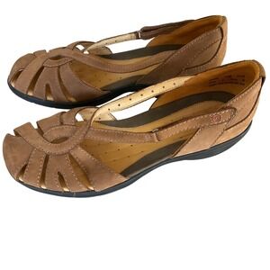 Clarks Structured Brown Comfort Cutout Mary Jane Flats Women 10M